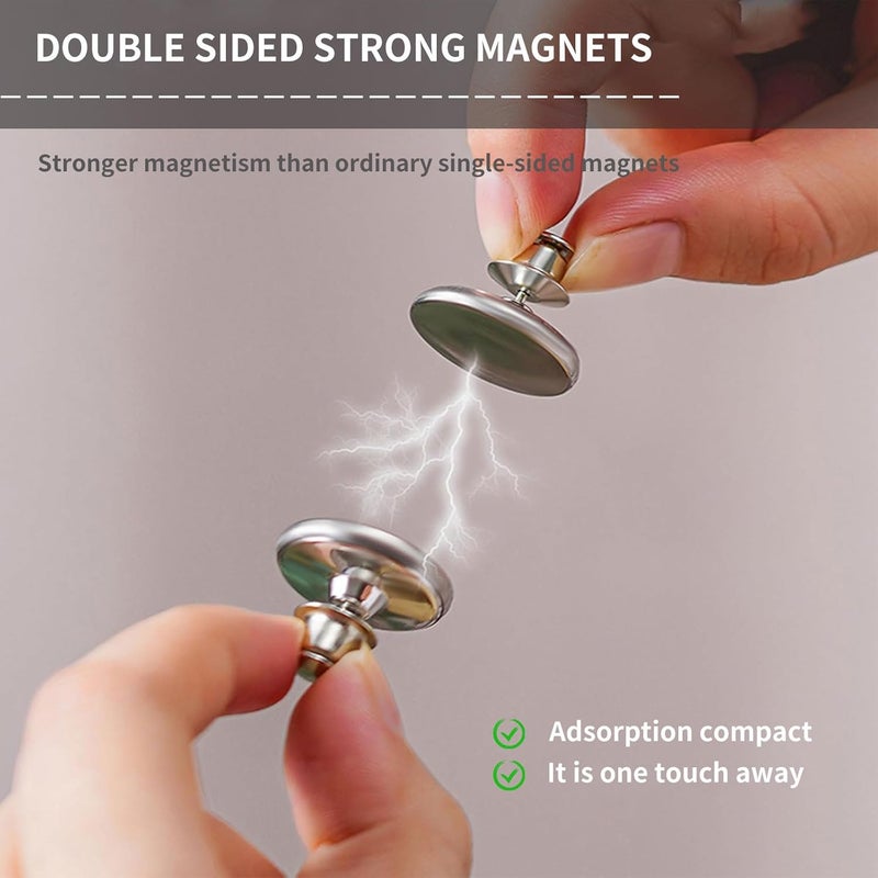 Lapis 24pcs Premium Curtain Magnet Clips, Strong Hold, Stylish Back Tacks & Buckles, Curtain Buckle with Self-Adhesive Patches,No-Drill Wall Adhesive Side Keepers - Enhance Home, Bedroom & Office Draperies - Image 5